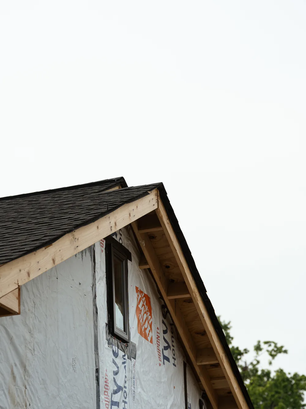 Roofline and building envelope during construction